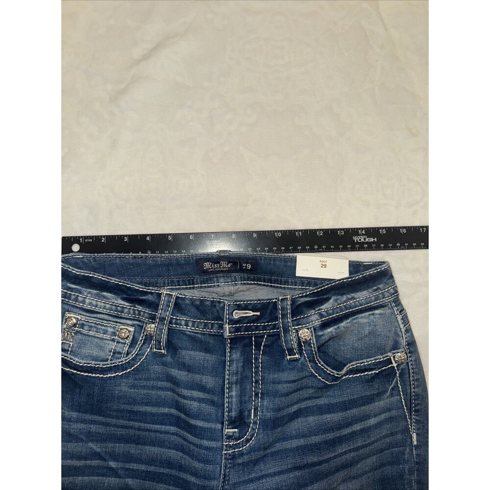 Miss Me Jeans, Slim Boot Women's Size 29 Blue, Denim, Gems Back Pocket, Flared - Picture 7 of 16
